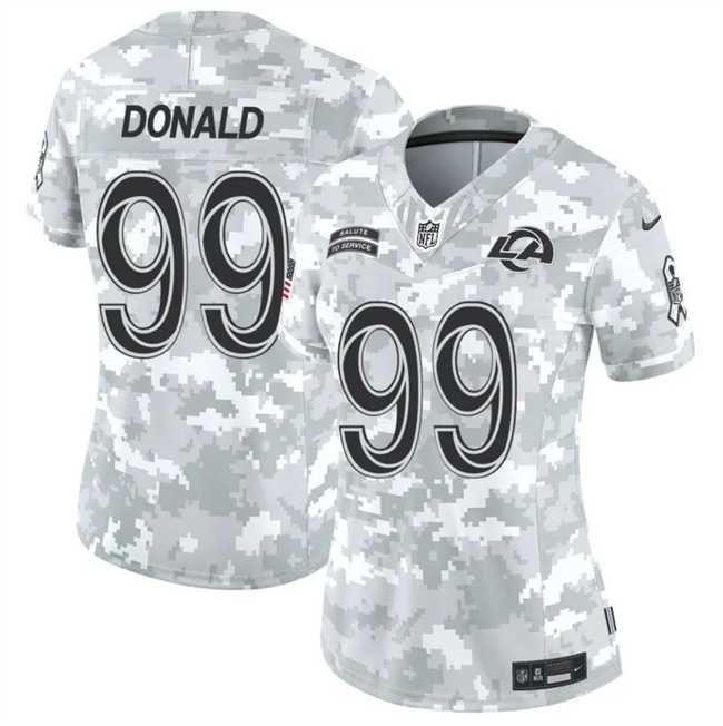 Women%27s Los Angeles Rams #99 Aaron Donald 2024 F.U.S.E Arctic Camo Salute To Service Limited Stitched Jersey Dzhi